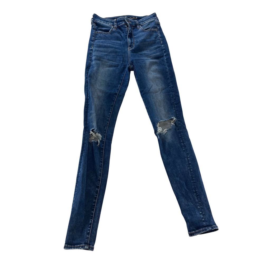 American Eagle Outfitters‎ Womens Jeans Size 4 Long High Waisted Ripped Skinny